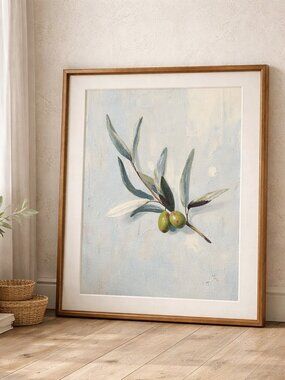 NEW "Quiet Olive" Wall Art Print Branch Painting French Country Decor Neutral